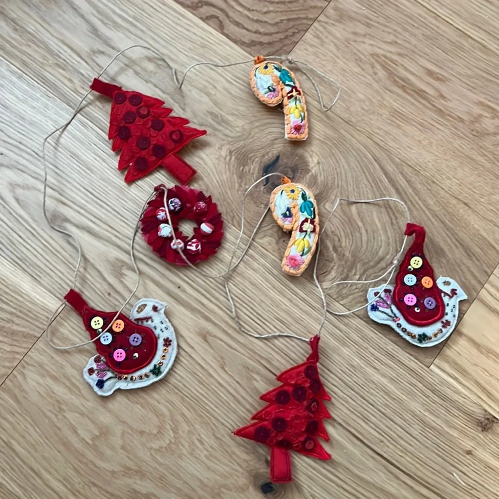 Bohemian Embroidered and Beaded Christmas Garland.